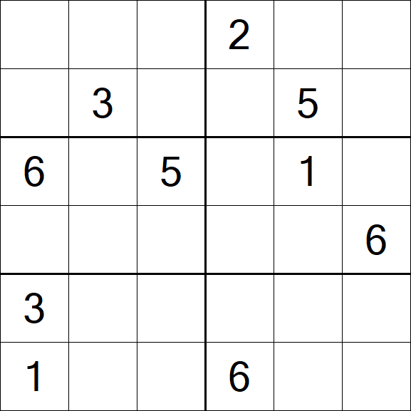 Sudoku 6x6 - Schwierig