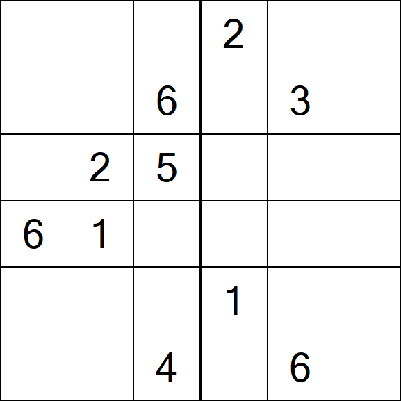 Sudoku 6x6 - Schwierig