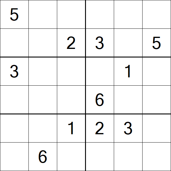 Sudoku 6x6 - Hard