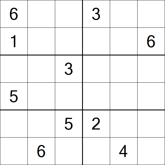 Sudoku 6x6 - Hard