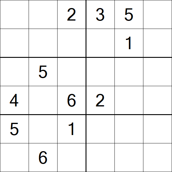 Sudoku 6x6 - Hard