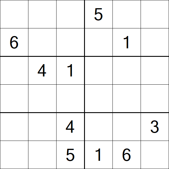 Sudoku 6x6 - Hard