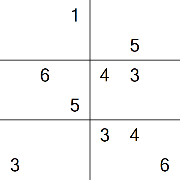 Sudoku 6x6 - Hard