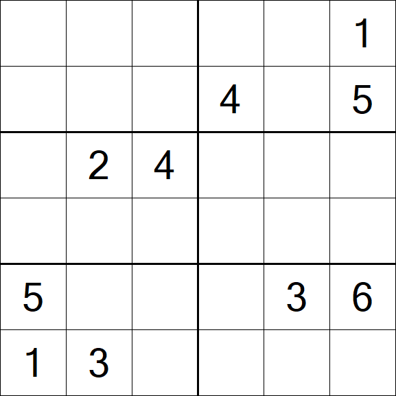 Sudoku 6x6 - Hard
