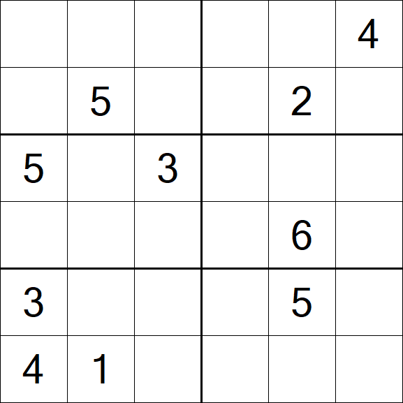 Sudoku 6x6 - Hard