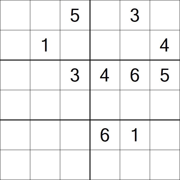 Sudoku 6x6 - Hard