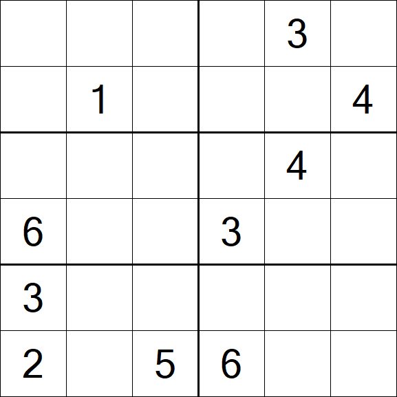 Sudoku 6x6 - Hard
