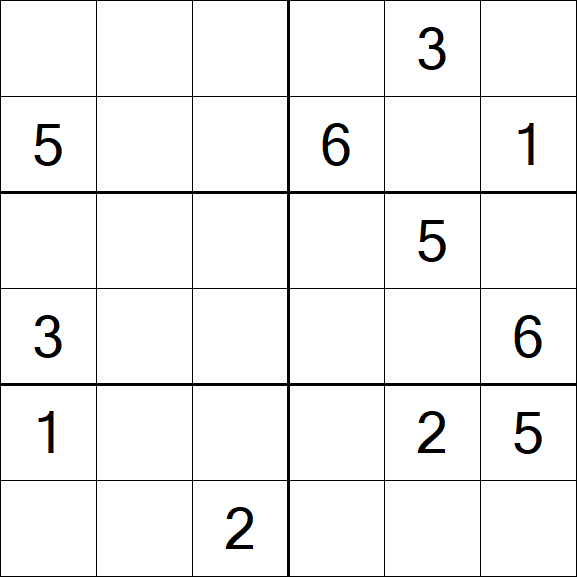 Sudoku 6x6 - Hard