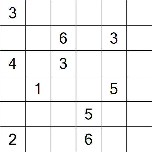 Sudoku 6x6 - Hard