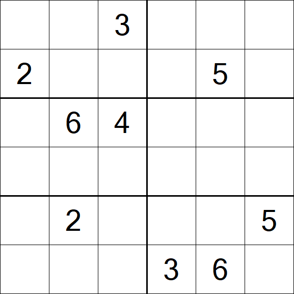 Sudoku 6x6 - Hard