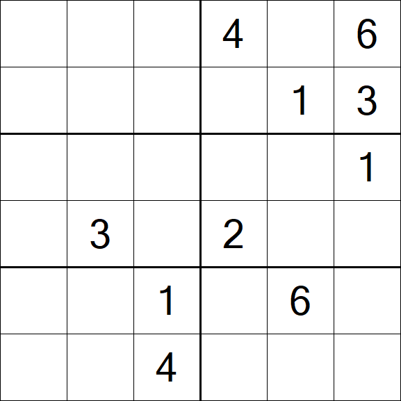 Sudoku 6x6 - Hard