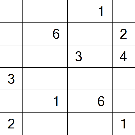 Sudoku 6x6 - Hard