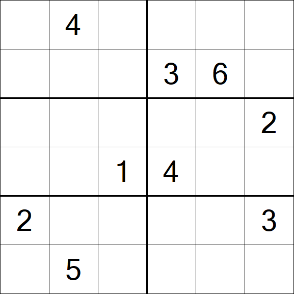 Sudoku 6x6 - Difficile