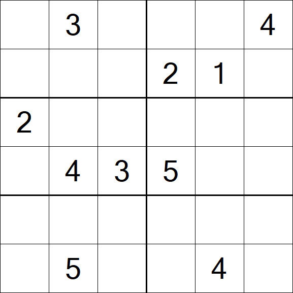 Sudoku 6x6 - Difficile
