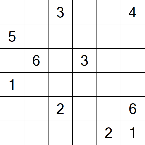 Sudoku 6x6 - Difficile