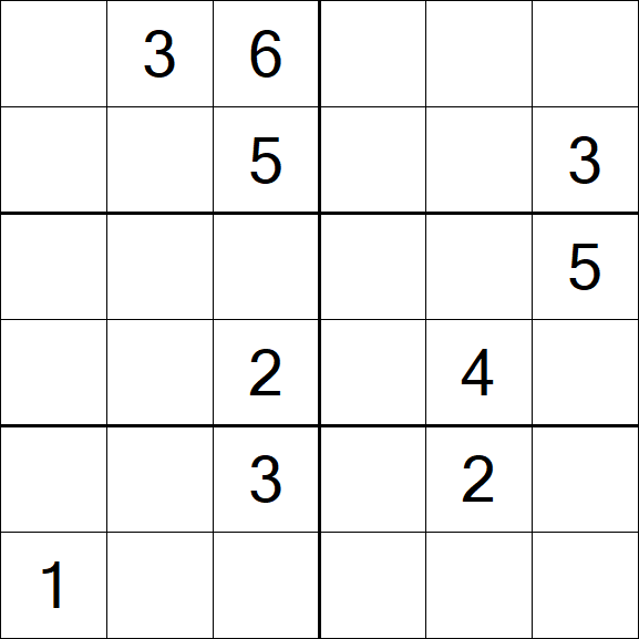 Sudoku 6x6 - Hard