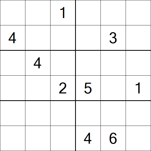 Sudoku 6x6 - Difficile
