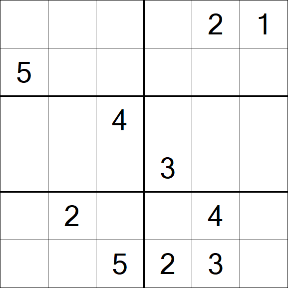 Sudoku 6x6 - Difficile