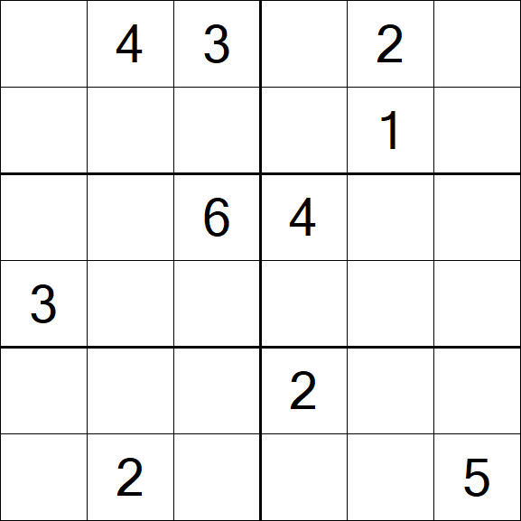 Sudoku 6x6 - Schwierig