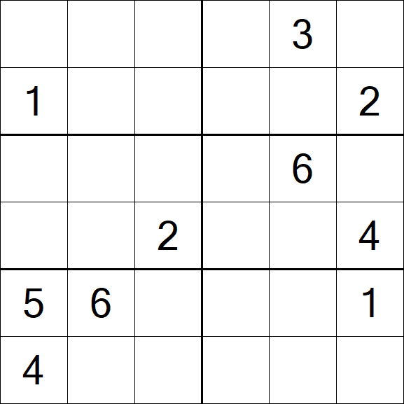 Sudoku 6x6 - Schwierig