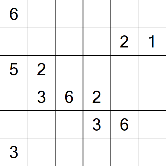 Sudoku 6x6 - Difficile