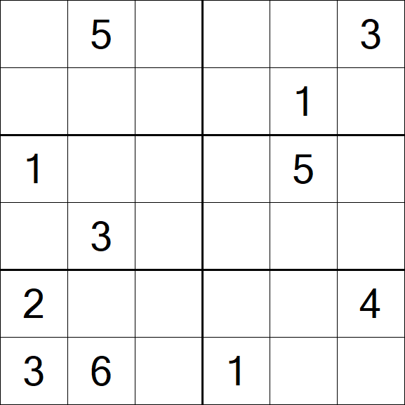 Sudoku 6x6 - Hard