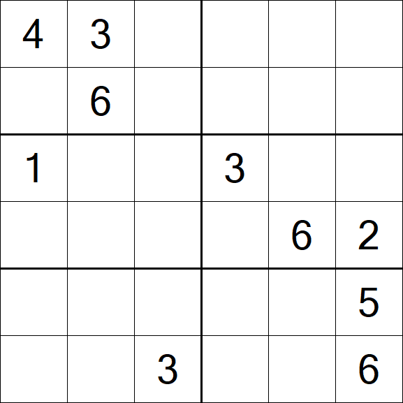 Sudoku 6x6 - Schwierig