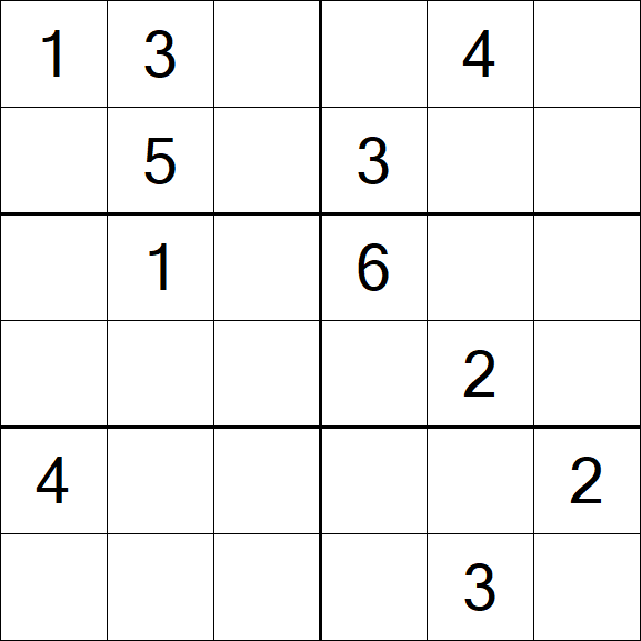 Sudoku 6x6 - Schwierig