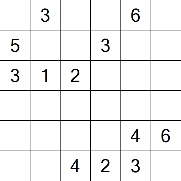Sudoku 6x6 - Schwierig