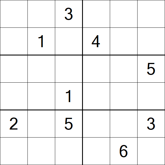 Sudoku 6x6 - Schwierig