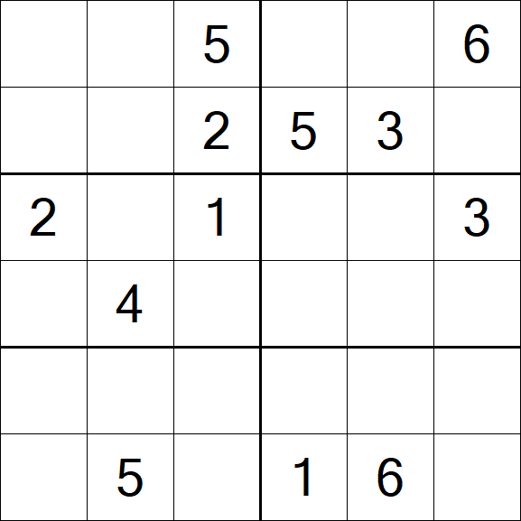 Sudoku 6x6 - Schwierig