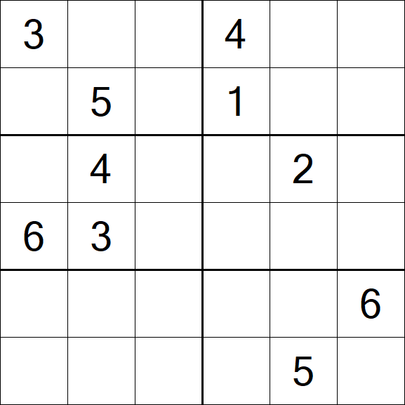 Sudoku 6x6 - Schwierig