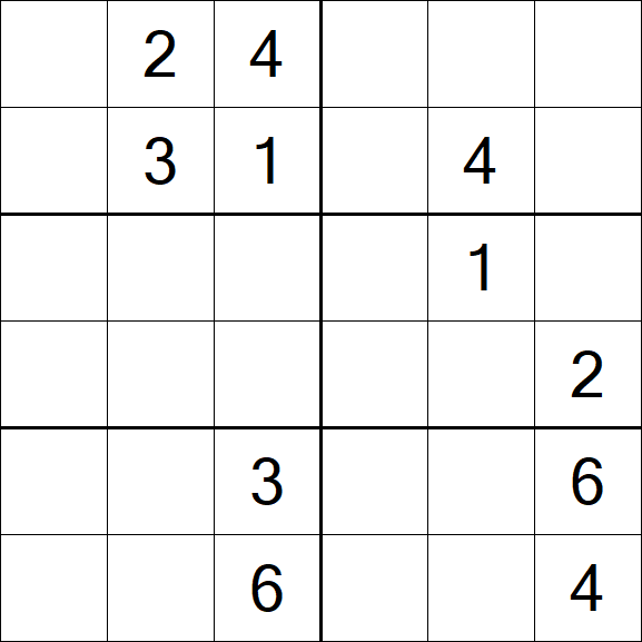 Sudoku 6x6 - Schwierig