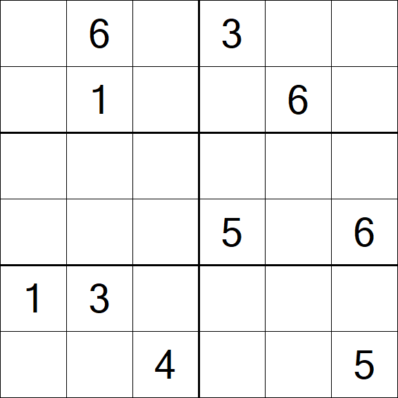 Sudoku 6x6 - Schwierig