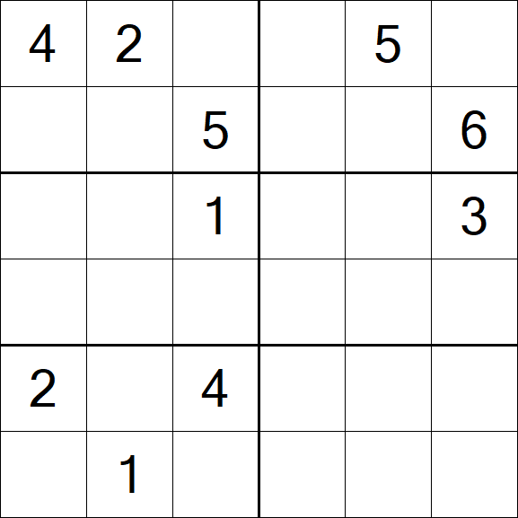 Sudoku 6x6 - Schwierig