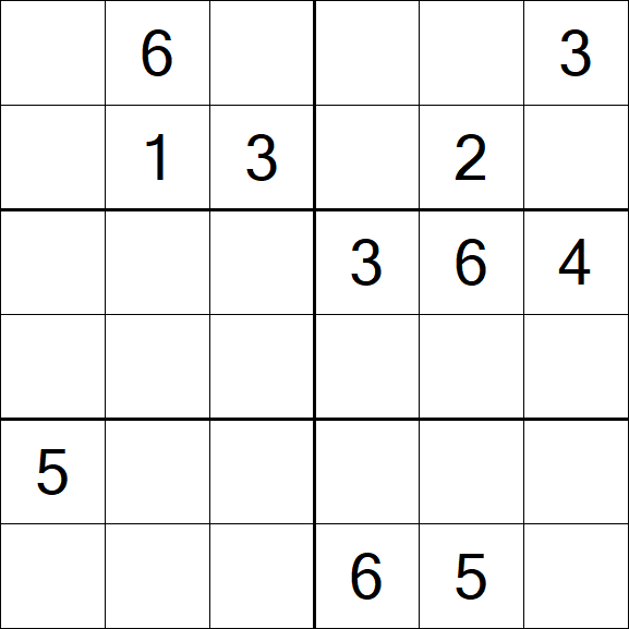 Sudoku 6x6 - Hard