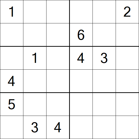 Sudoku 6x6 - Schwierig