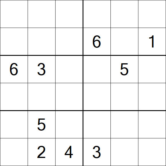 Sudoku 6x6 - Hard