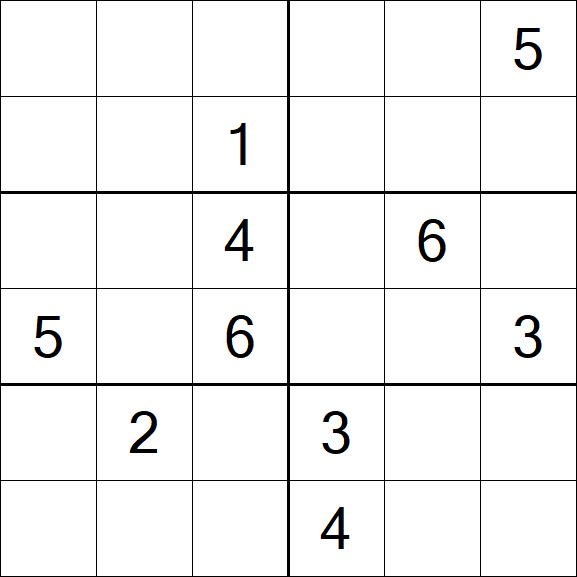 Sudoku 6x6 - Schwierig