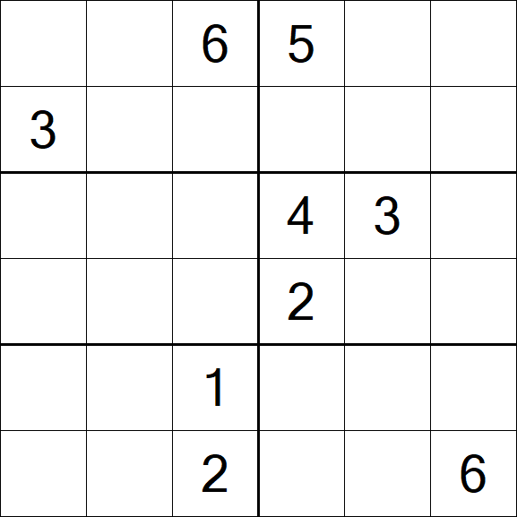 Sudoku 6x6 - Hard