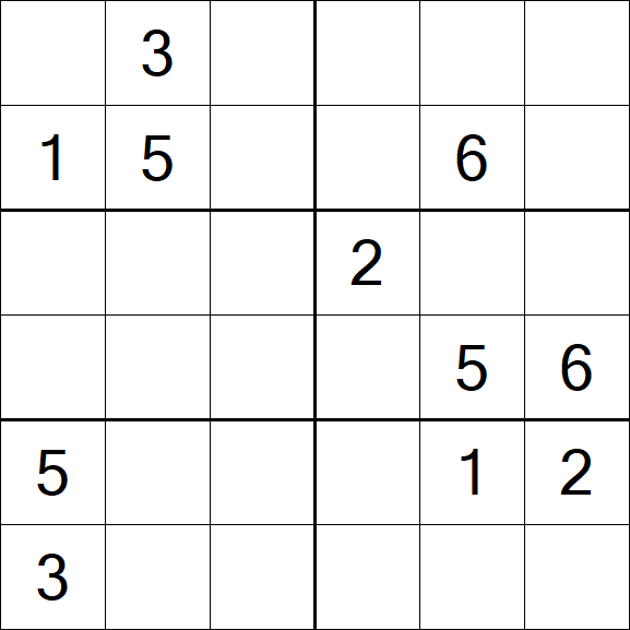 Sudoku 6x6 - Hard