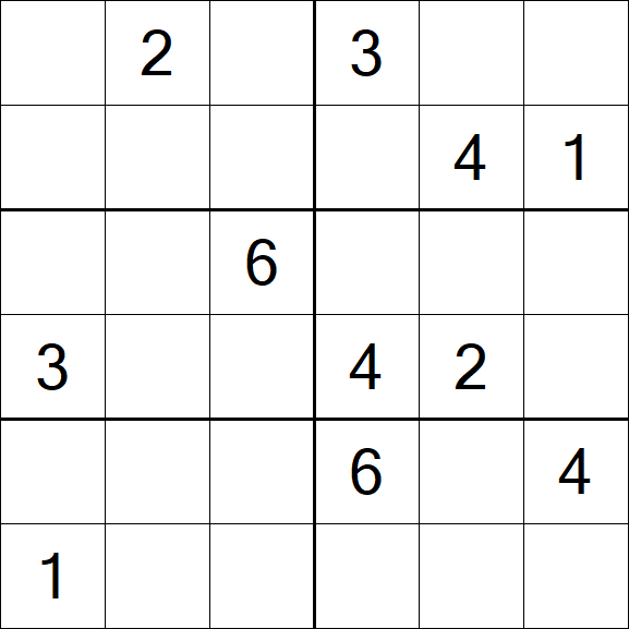 Sudoku 6x6 - Hard