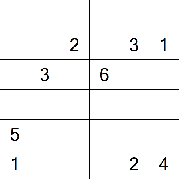 Sudoku 6x6 - Hard