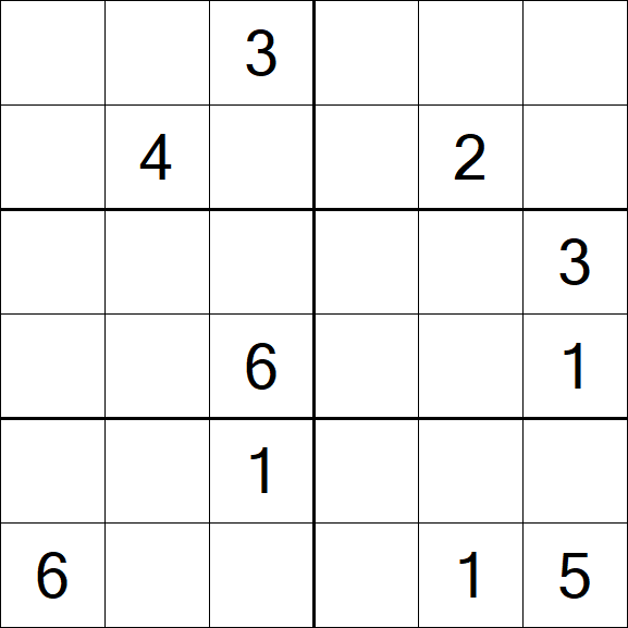 Sudoku 6x6 - Hard
