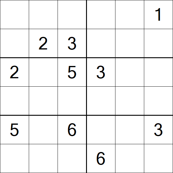 Sudoku 6x6 - Hard