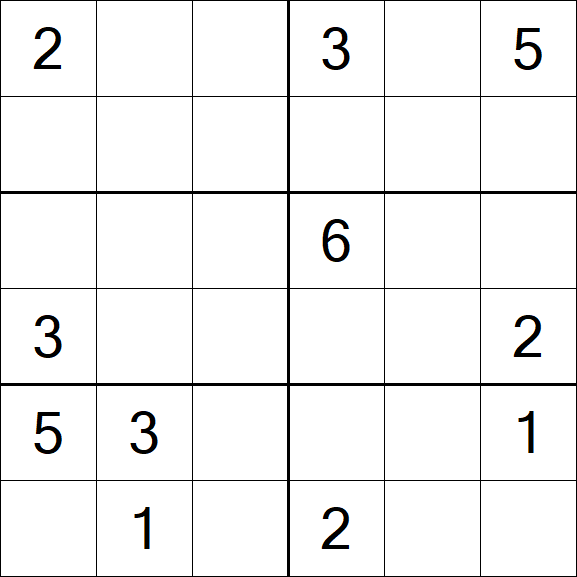 Sudoku 6x6 - Hard