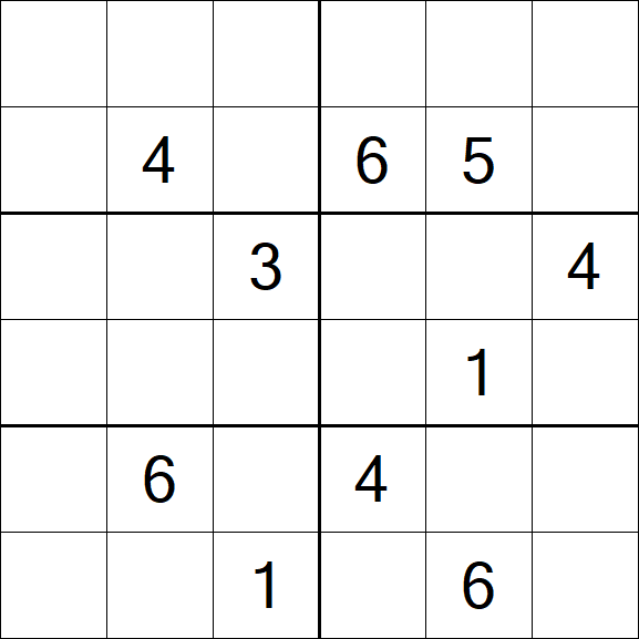 Sudoku 6x6 - Hard