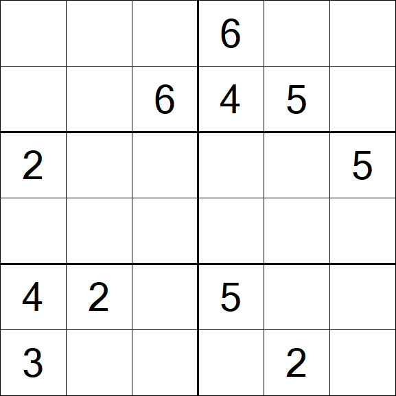 Sudoku 6x6 - Hard