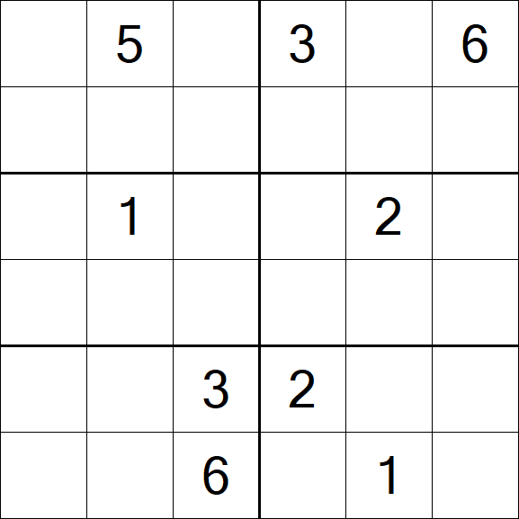 Sudoku 6x6 - Hard