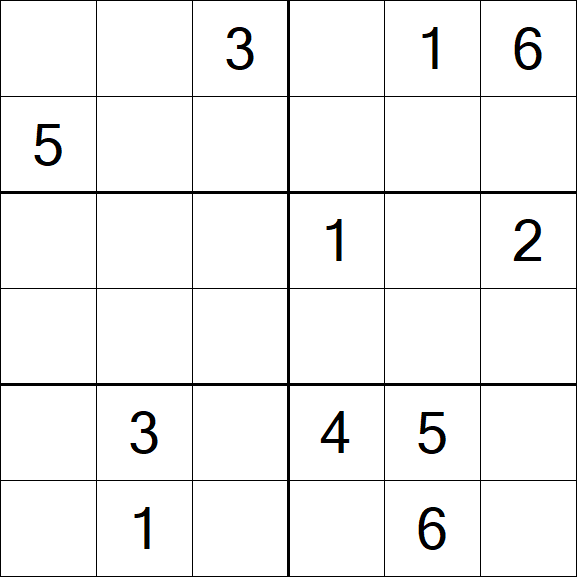 Sudoku 6x6 - Difficile